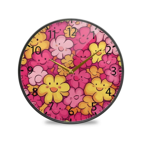BZSMCE Wall Clock Acrylic Size:9.5*9.5in/11.9*11.9in Smiling Petals Of Joy Design Pattern Clock