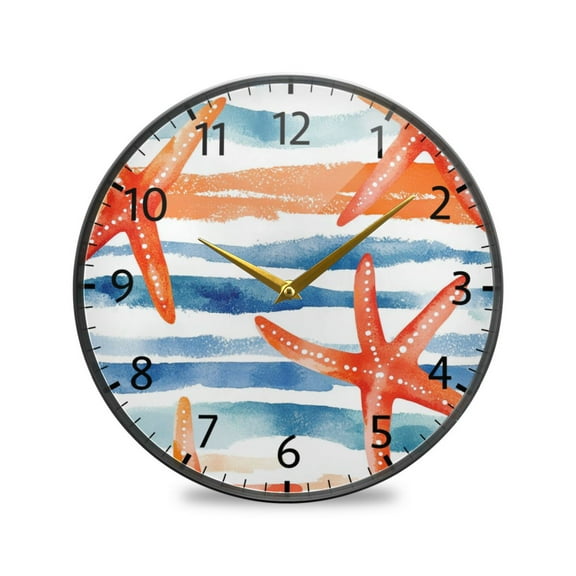 BZSMCE Wall Clock Acrylic Size:9.5*9.5in/11.9*11.9in Starfish Serenade Design Pattern Clock