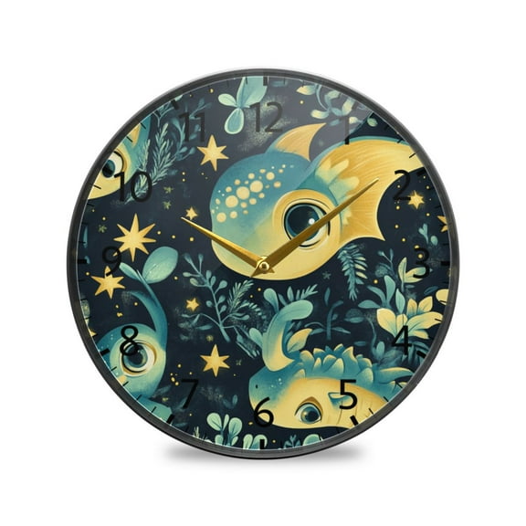 BZSMCE Wall Clock Acrylic Size:9.5*9.5in/11.9*11.9in Starlit Dragons Design Pattern Clock