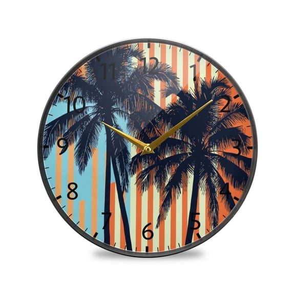 BZSMCE Wall Clock Acrylic Size：9.5*9.5in/11.9*11.9in Sunset Palms Design Pattern Clock