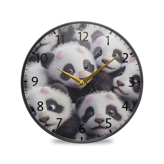 BZSMCE Wall Clock Acrylic Size:9.5*9.5in/11.9*11.9in The Panda Gathering Design Pattern Clock