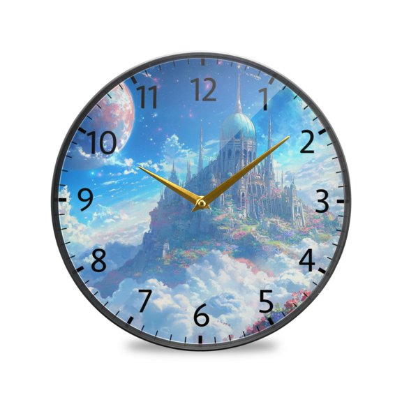 BZSMCE Wall Clock Acrylic Size:9.5*9.5in/11.9*11.9in The Skyward Fortress Design Pattern Clock