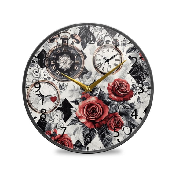BZSMCE Wall Clock Acrylic Size:9.5*9.5in/11.9*11.9in Timeless Blossoms Design Pattern Clock