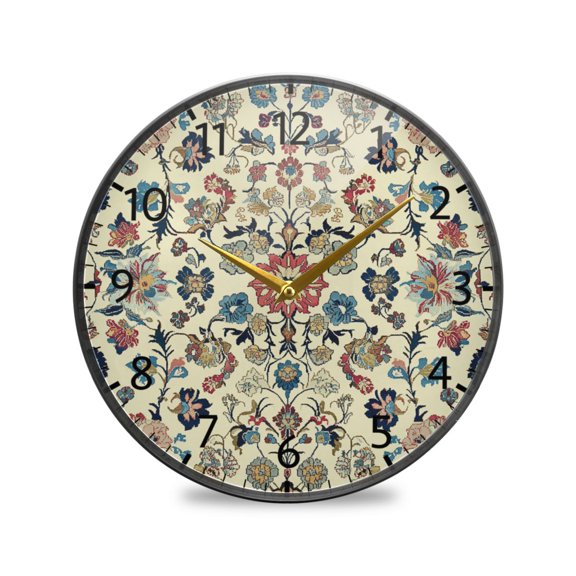 BZSMCE Wall Clock Acrylic Size:9.5*9.5in/11.9*11.9in Timeless Garden Tapestry Design Pattern Clock