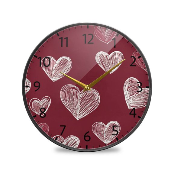 BZSMCE Wall Clock Acrylic Size:9.5*9.5in/11.9*11.9in Timeless Love Sketches Design Pattern Clock