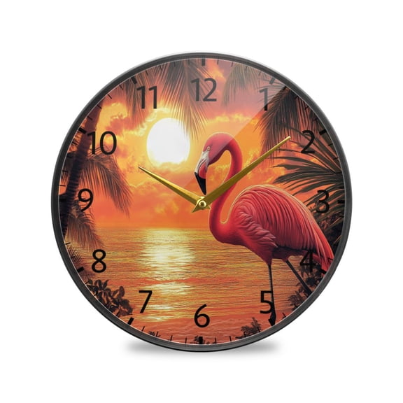 BZSMCE Wall Clock Acrylic Size：9.5*9.5in/11.9*11.9in Tropical Sunset Serenade Design Pattern Clock