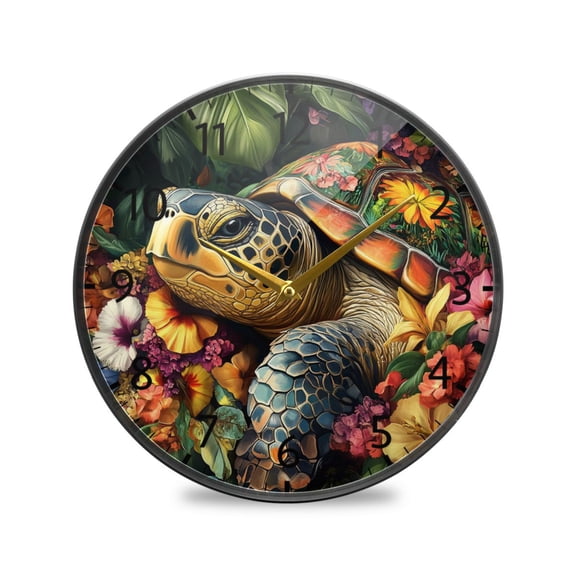 BZSMCE Wall Clock Acrylic Size：9.5*9.5in/11.9*11.9in Turtle Blossom Serenity Design Pattern Clock