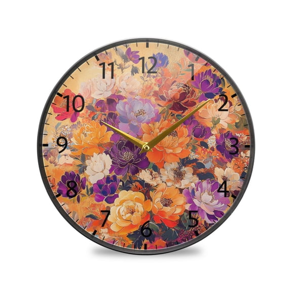 BZSMCE Wall Clock Acrylic Size:9.5*9.5in/11.9*11.9in Vibrant Floral Symphony Design Pattern Clock