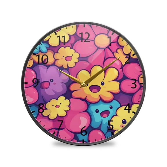 BZSMCE Wall Clock Acrylic Size：9.5*9.5in/11.9*11.9in Vibrant Tulip Symphony Design Pattern Clock