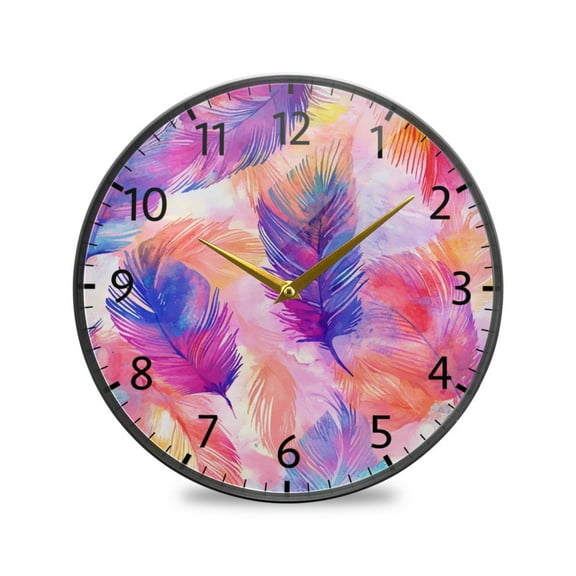 BZSMCE Wall Clock Acrylic Size：9.5*9.5in/11.9*11.9in Whimsical Featherscape Design Pattern Clock