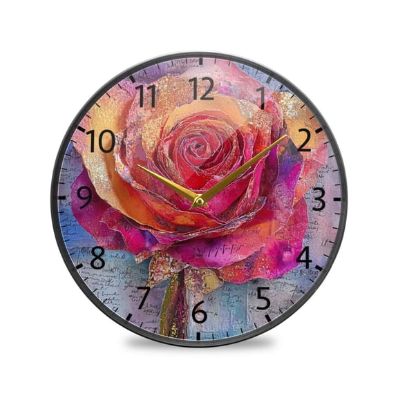 BZSMCE Wall Clock Acrylic Size：9.5*9.5in/11.9*11.9in Whimsical Rose Design Pattern Clock