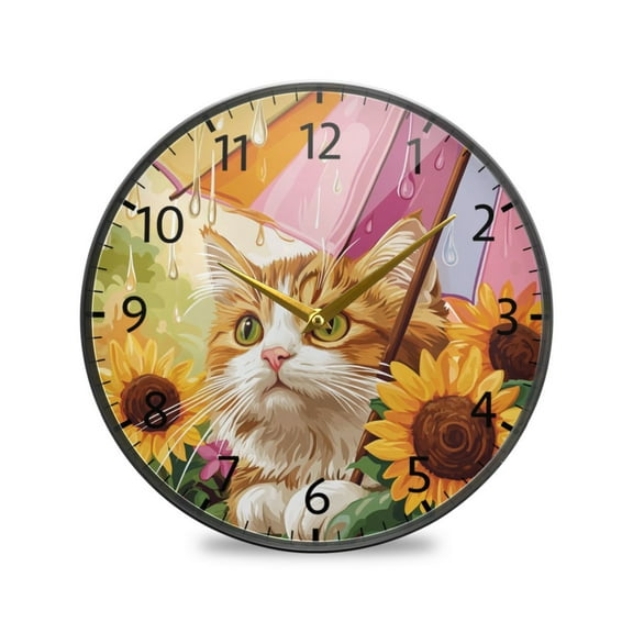 BZSMCE Wall Clock Acrylic Size:9.5*9.5in/11.9*11.9in Whiskers under Rainbows Design Pattern Clock