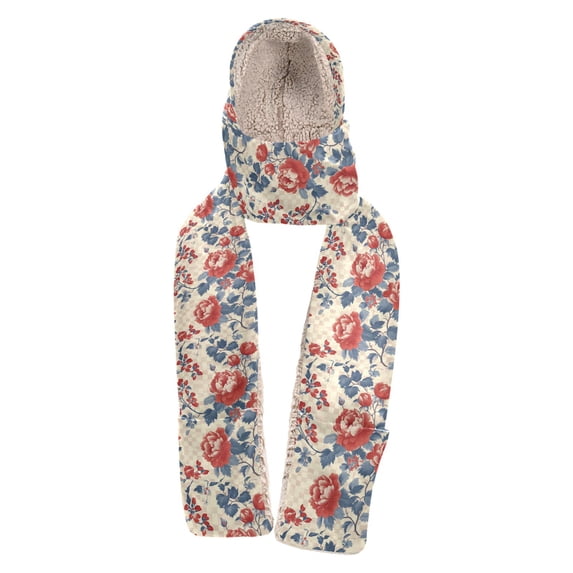 BZSMCE Warm Fleece Hood Scarf Wrap 0_0 (2) Pattern