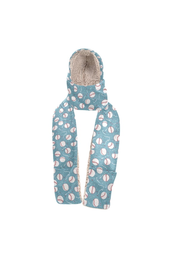 Warm Fleece Hood Scarf Wrap Baseball Blitz Pattern