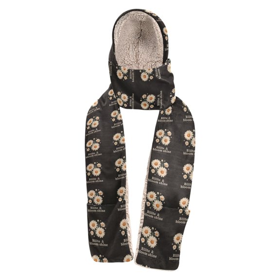 BZSMCE Warm Fleece Hood Scarf Wrap Bloom & Shine Pattern