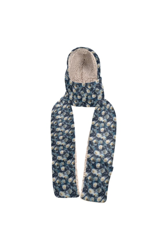 Warm Fleece Hood Scarf Wrap Dandelion Flight Pattern