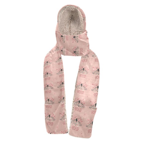 BZSMCE Warm Fleece Hood Scarf Wrap Radiant Wings Pattern