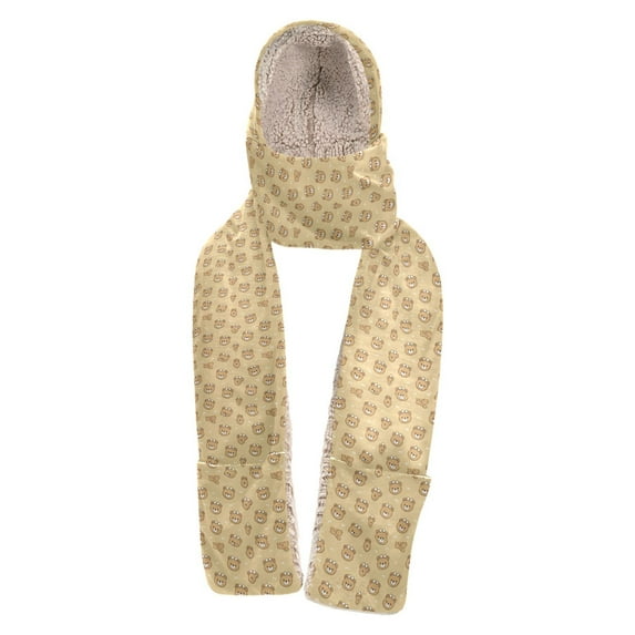 BZSMCE Warm Fleece Hood Scarf Wrap Teddy Bear Pattern Parade Pattern
