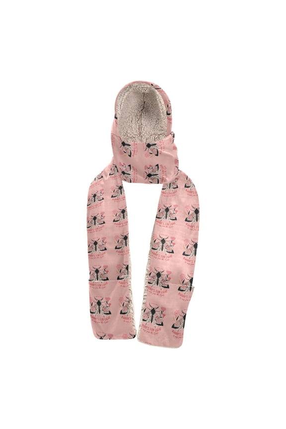 Warm Fleece Hood Scarf Wrap Wings Of Light Pattern