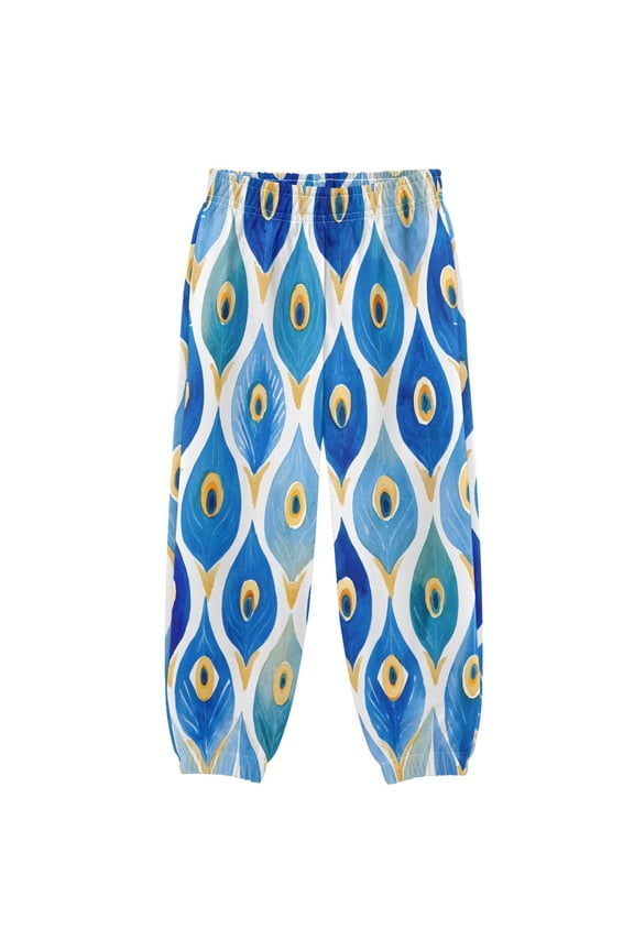 BZSMCE Watercolor Hand Drawn Nazar Pattern Print Elastic Waist Jogger Pants Lightweight Wind Resistant Casual Athletic Trousers with Cuffed Ankles & Side Pockets