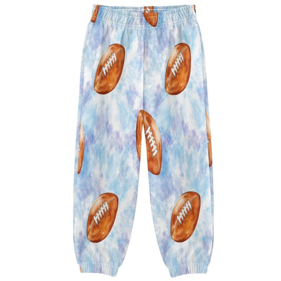 BZSMCE Watercolor Rugby Pattern Print Elastic Waist Jogger Pants Lightweight Wind Resistant Casual Athletic Trousers with Cuffed Ankles & Side Pockets