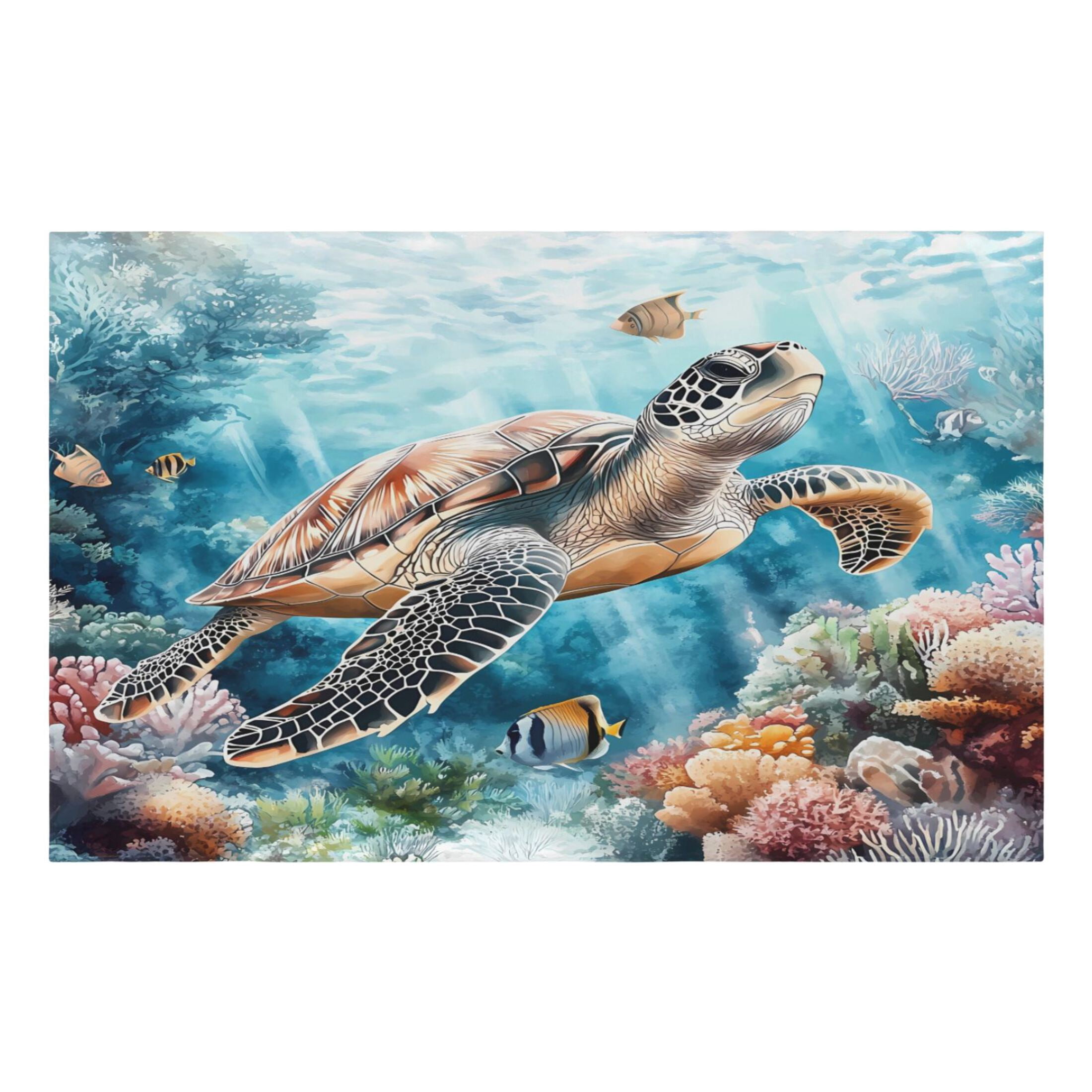 BZSMCE Watercolor Seaturtle Fish Print Area Rug Non-Slip Silicone ...