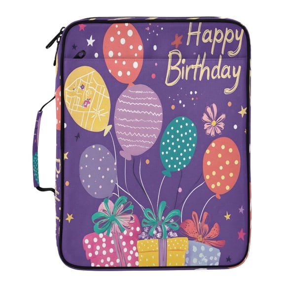 BZSMCE Wave Point Balloon Birthday Gift Box Pattern Water-Resistant Filing Folder Binder Organizer Keeper 1.2 Inch 3-Ring 7-Pocket Expanding File