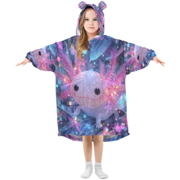BZSMCE Wearable Blanket Hoodie Fashion Axolotl in Sparkle Home Wear
