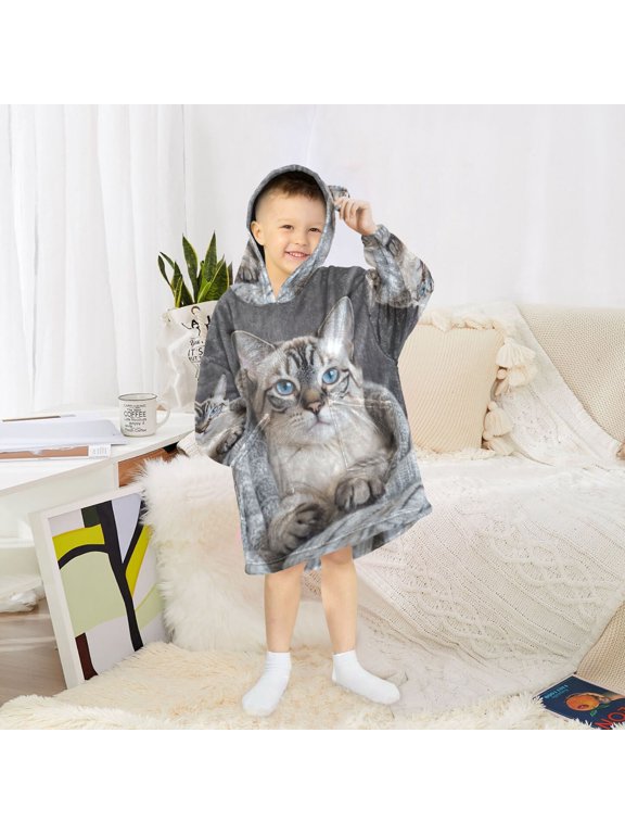 Wearable Blanket Hoodie Fashion Cozy Cat Cuddle Home Wear
