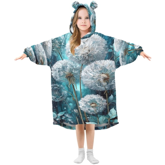BZSMCE Wearable Blanket Hoodie Fashion Dandelion Dreams in Cool Hues Home Wear