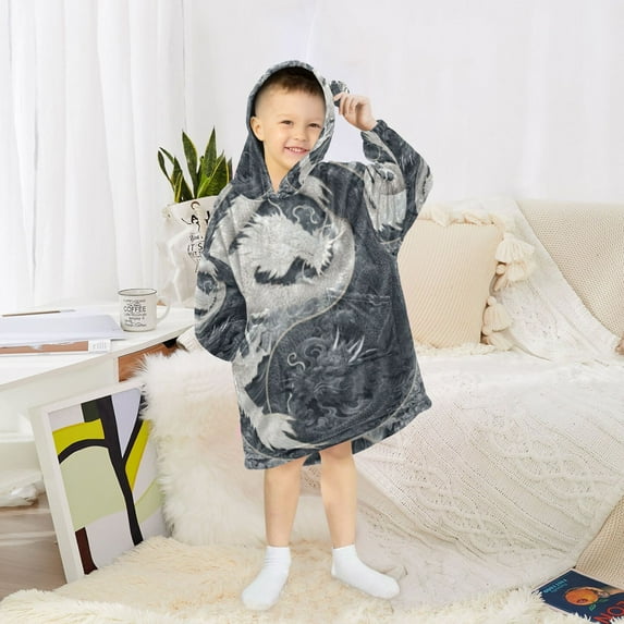 BZSMCE Wearable Blanket Hoodie Fashion Dragon and Moon Maze Home Wear