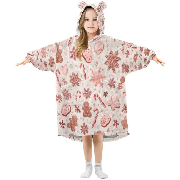 BZSMCE Wearable Blanket Hoodie Fashion Festive Cookie & Candy Collage Home Wear