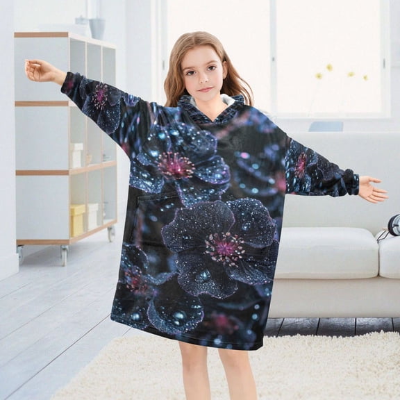 BZSMCE Wearable Blanket Hoodie Fashion Galactic Bloom Home Wear
