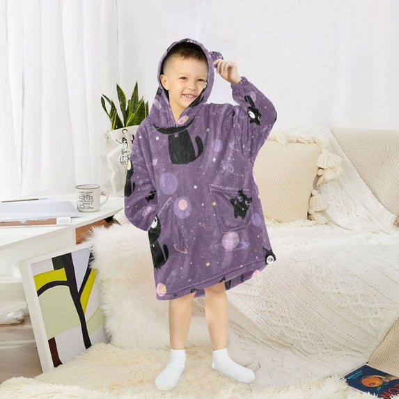 BZSMCE Wearable Blanket Hoodie Fashion Galactic Cat Cosmos Home Wear