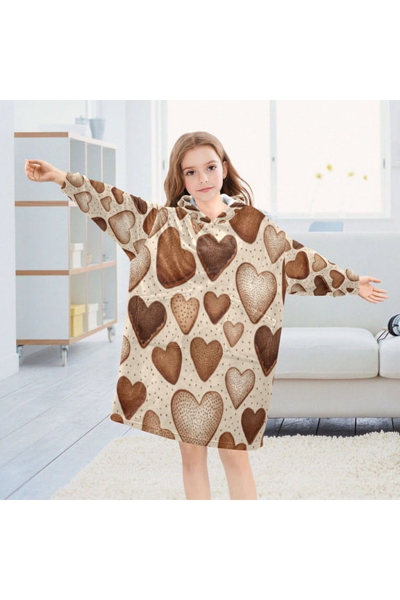 BZSMCE Wearable Blanket Hoodie Fashion Heart - Shaped Cookie Carniva Home Wear