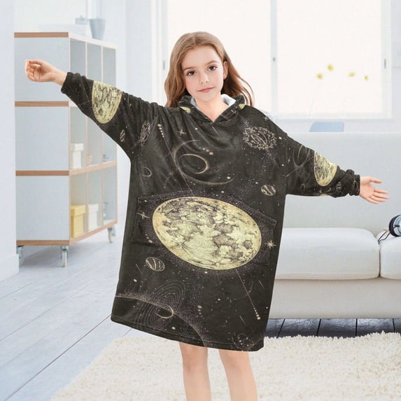 BZSMCE Wearable Blanket Hoodie Fashion Lunar Cosmos Home Wear