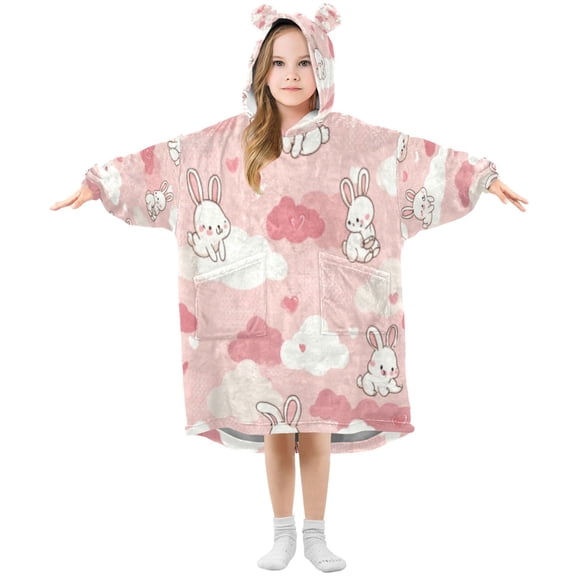BZSMCE Wearable Blanket Hoodie Fashion Pastel Bunny Sky Drift Home Wear