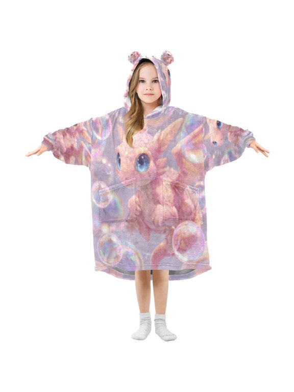 Wearable Blanket Hoodie Fashion Pastel Dragon's Bubbly Fantasy Home Wear