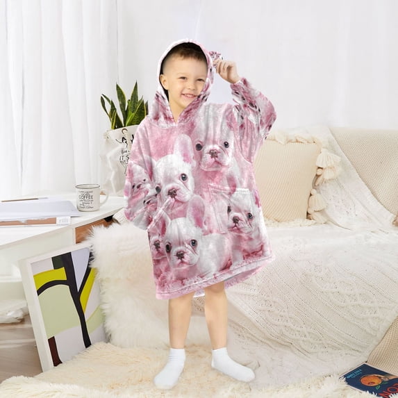 BZSMCE Wearable Blanket Hoodie Fashion Pink Puppy Paradise Home Wear