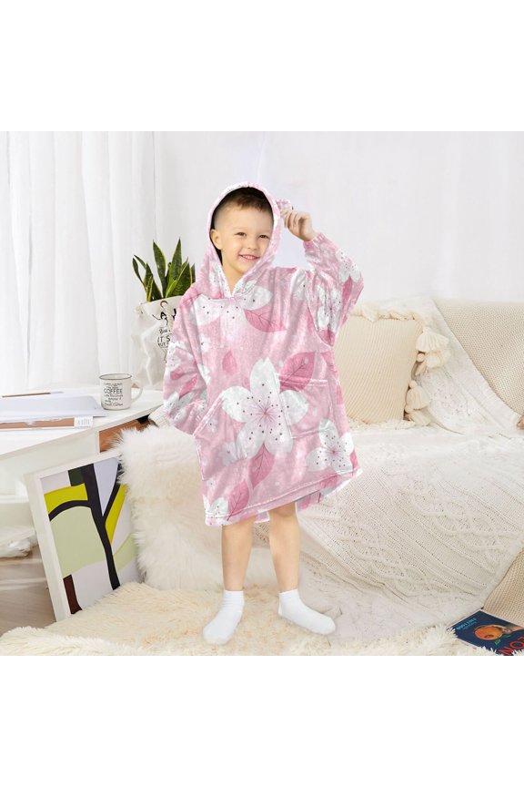 Wearable Blanket Hoodie Fashion Pretty Blossom Pattern Home Wear