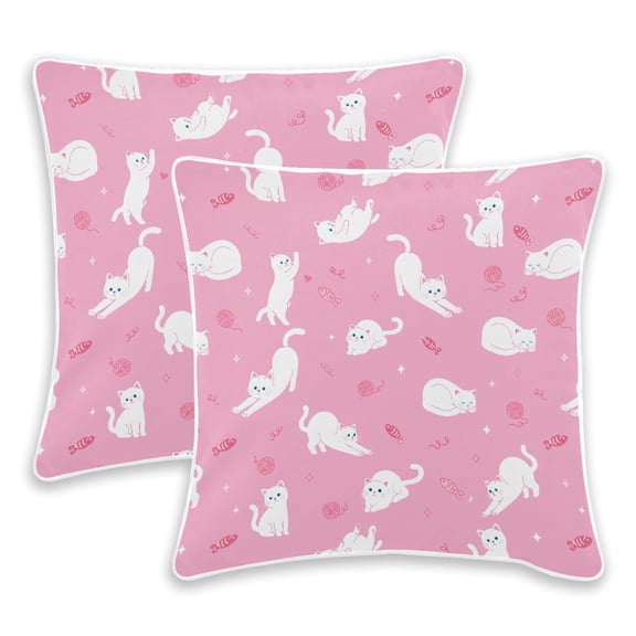 BZSMCE White Cat Throw Pillow Covers Set of 2 Decorative Pillow Cases Covers for Sofa Bed Living Room