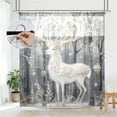 BZSMCE White Elk Forest Snowflakes Pattern Bathroom Shower Curtain Set ...