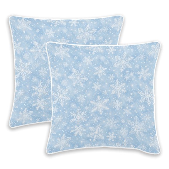 BZSMCE White Snowflakes Throw Pillow Covers Set of 2 Decorative Pillow Cases Covers for Sofa Bed Living Room