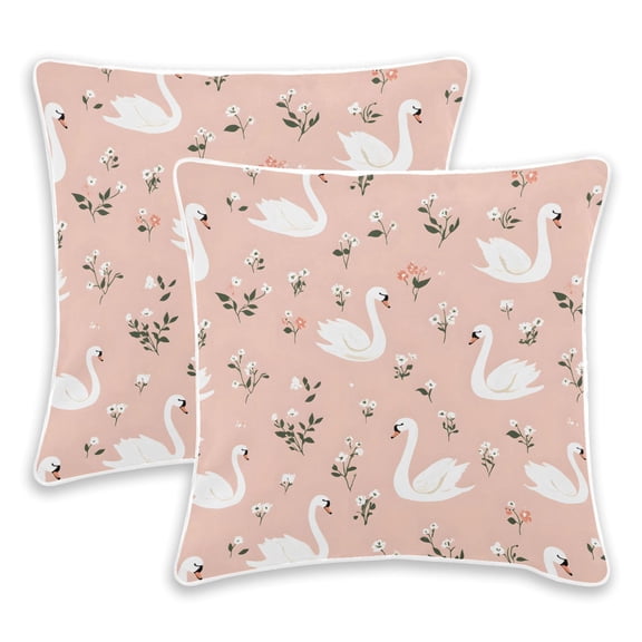 BZSMCE White Swans Throw Pillow Covers Set of 2 Decorative Pillow Cases Covers for Sofa Bed Living Room
