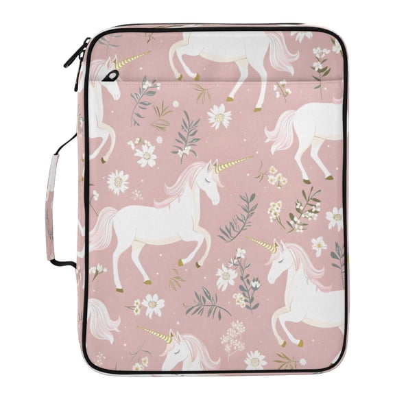 BZSMCE White Unicorn Pattern Pattern Water-Resistant Filing Folder Binder Organizer Keeper 1.2 Inch 3-Ring 7-Pocket Expanding File