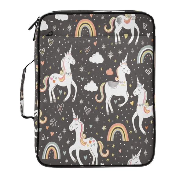 BZSMCE White Unicorns Rainbows Pattern Pattern Water-Resistant Filing Folder Binder Organizer Keeper 1.2 Inch 3-Ring 7-Pocket Expanding File