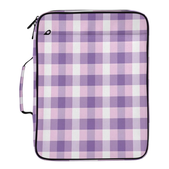 BZSMCE White and Purple Striped Check Pattern Pattern Water-Resistant Filing Folder Binder Organizer Keeper 1.2 Inch 3-Ring 7-Pocket Expanding File