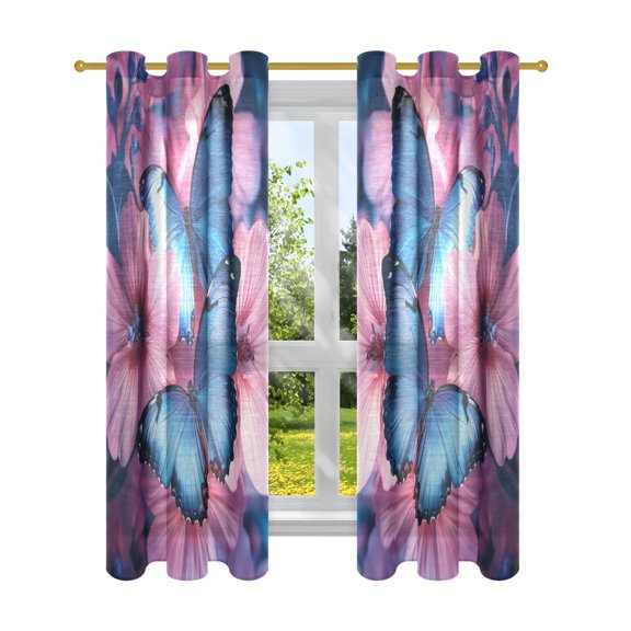 BZSMCE Window Curtain Panels Fashion Azure Dance Printed 63x42in/63x52in
