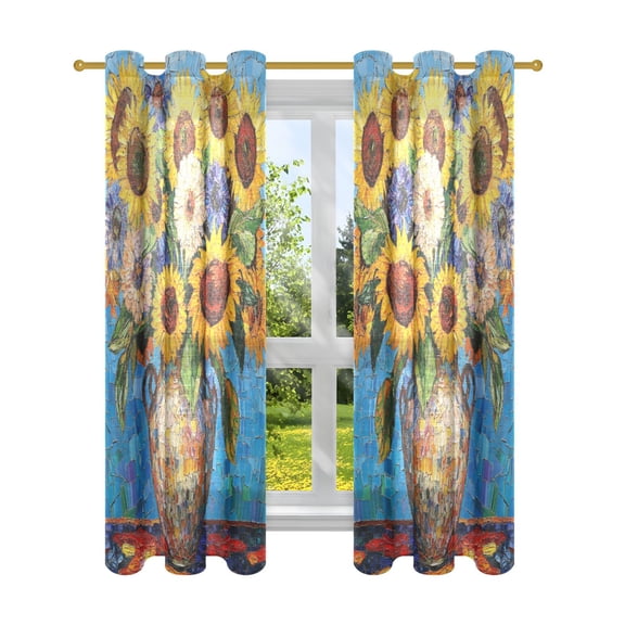 BZSMCE Window Curtain Panels Fashion Bold Bouquet in Blissful Blue Printed 63x42in/63x52in