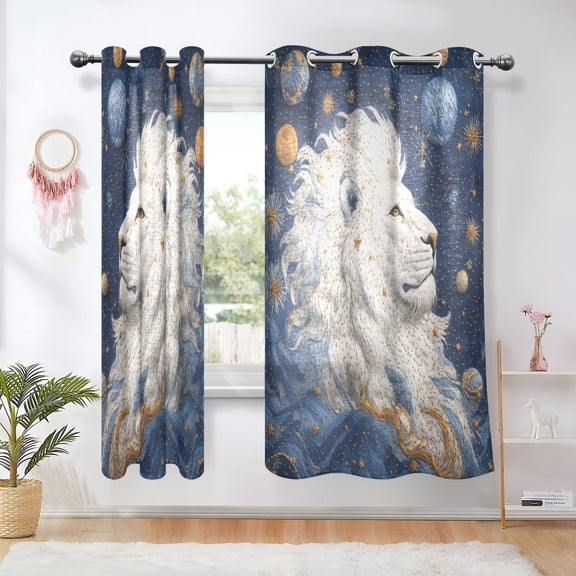 BZSMCE Window Curtain Panels Fashion Cosmic King Printed 63x42in/63x52in